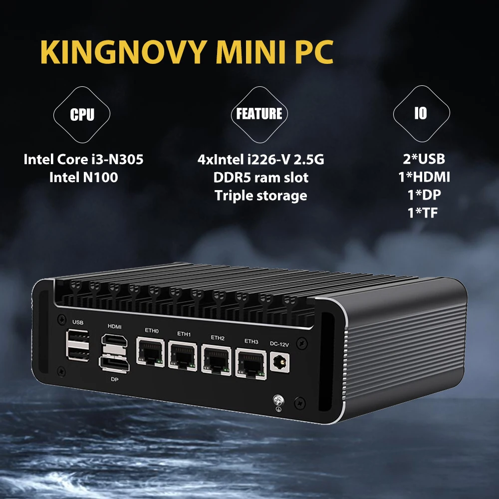 Super Deal Firewall Micro Appliance 4* i226 2.5GbE LAN Fanless Mini PC 12Th Gen Alder Lake i3 N305 N100 Openwrt Barebone