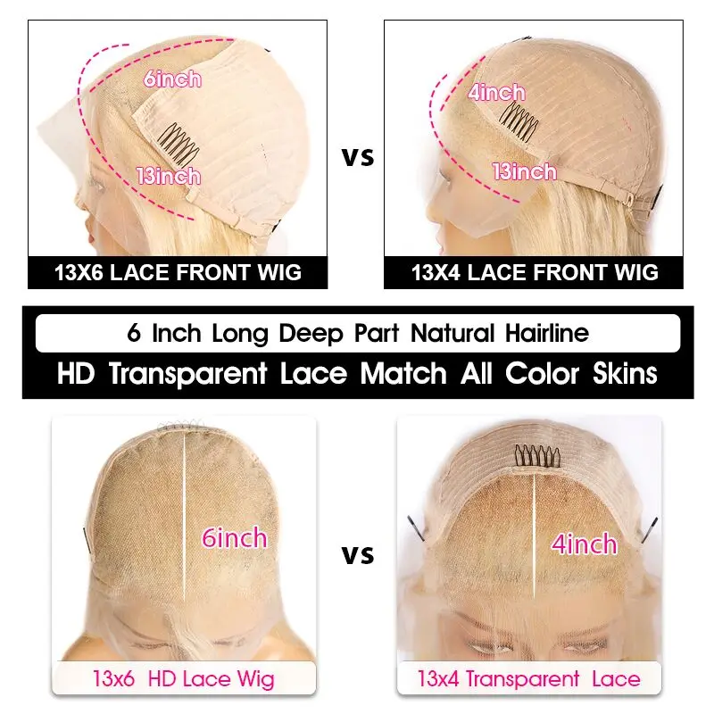 613 레이스 프론트 가발, 인모, 180% 밀도, 바디 웨이브 613, HD 레이스 프론트 가발, 미리 뽑은 금발 레이스 프론트 가발, 13x4
