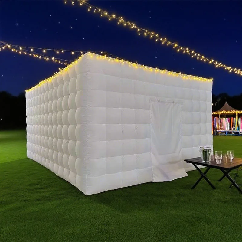Barraca inflável branca do boate da discoteca da festa de casamento dez, clube noturno em forma de tcúbico para eventos de casamento ao ar livre