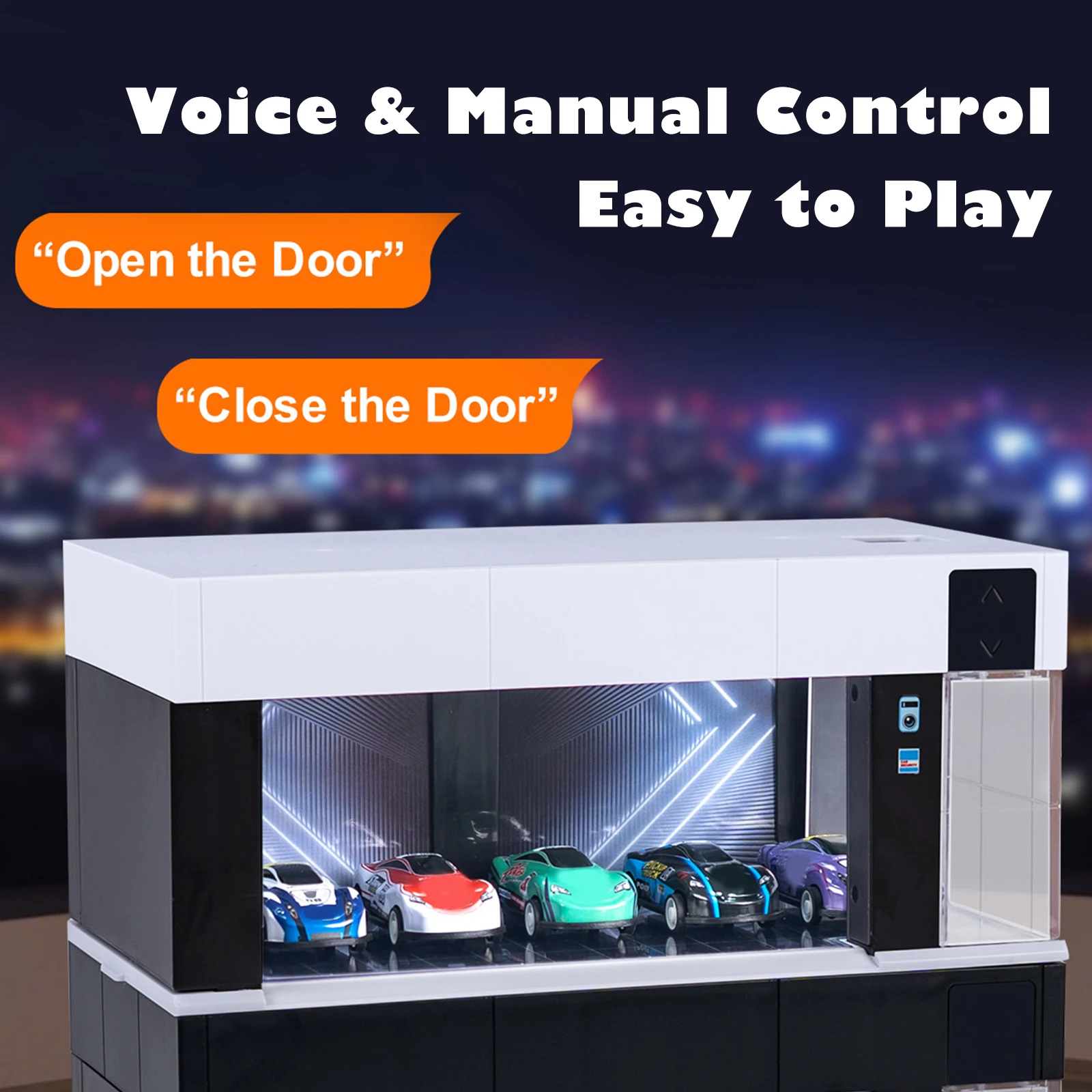 حافظة عرض مشهد موقف السيارات المضاءة لعام 1/64 للأرقام-قطعة مركزية للطاولة نموذج قابل للجمع علبة عرض جراج ركن السيارة #1