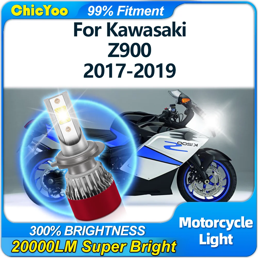 20000LM H7 LED Motorcycle Headlight CSP Chips 6000K Super White Front Light 12V Plug And Play For Kawasaki Z900 2017 2018 2019