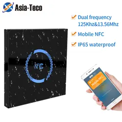 IP65 Waterproof NFC  Wiegand LED Backlight Glass Panel M1 S50 EM Dual Band RFID Access Control Slave Reader Mounted Metal