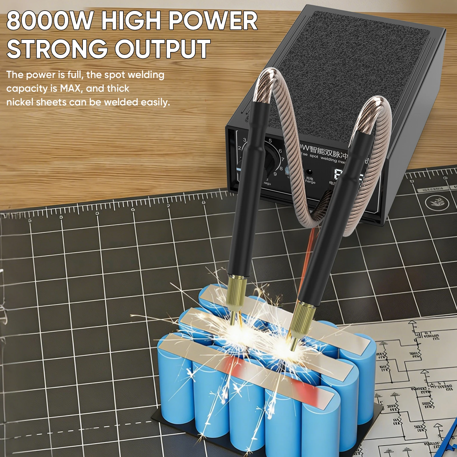 0,3 mm Nickel-Punktschweißgerät 8000 W Mini-Punktschweißgerät Tragbare Punktschweißmaschine 18650 Lithium-Batterie-Schweißgeräte ﻿ – Detail 1
