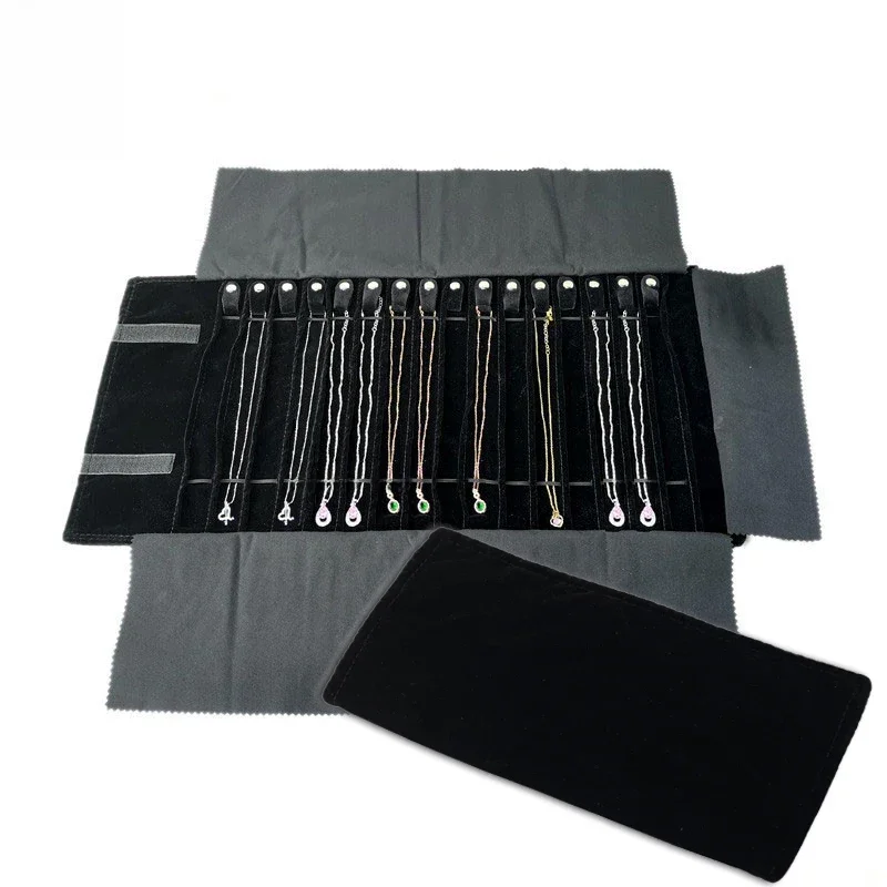 Reissieraden organisator rol opvouwbare sieradendoos voor reis-hanger kettingen sieraden opbergtas fluwelen opbergdoos - afbeelding 2