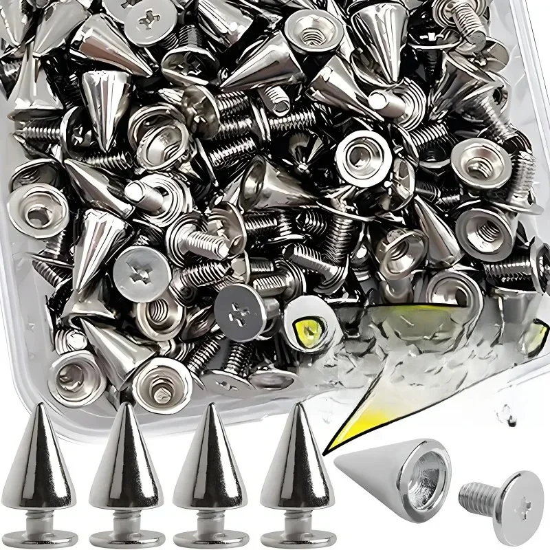 200/10 pièces cône en métal goujons pointes Double capuchon Rivets bricolage Cool Punk vêtement Rivet vêtements chaussures sac vêtements artisanat accessoires