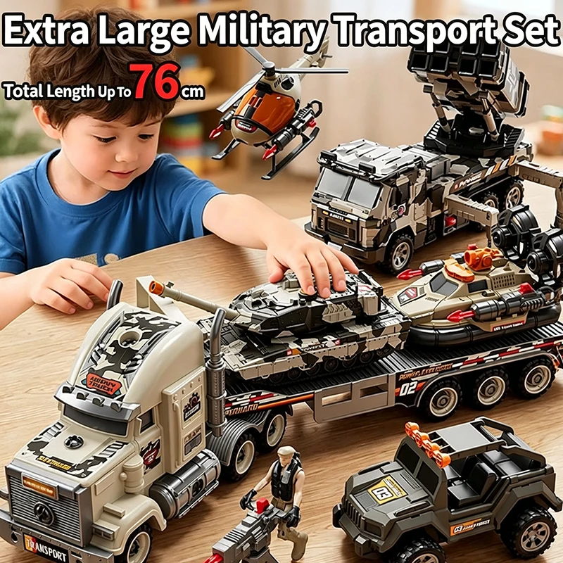 Children's Military Vehicle Toy Set with Lighting & Music Educational Missile Car Model for Boys Early Learning Gift