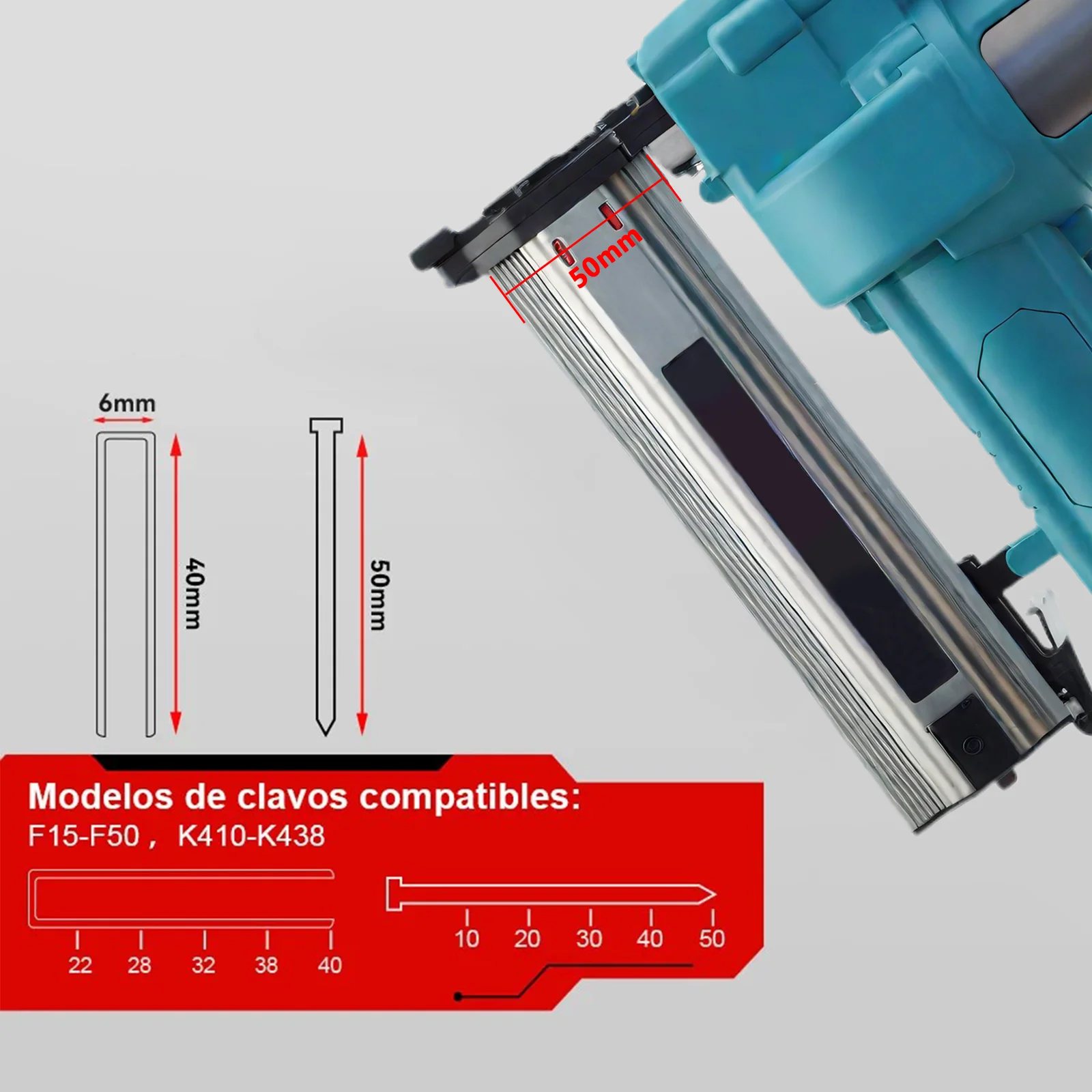 2-in-1 bürstenloser elektrischer Nagel- und Tackerpistole, 2 Batterien mit 4 Modi für Heimdekoration, Wasserrohrinstallation, Holzarbeiten – Detail 3