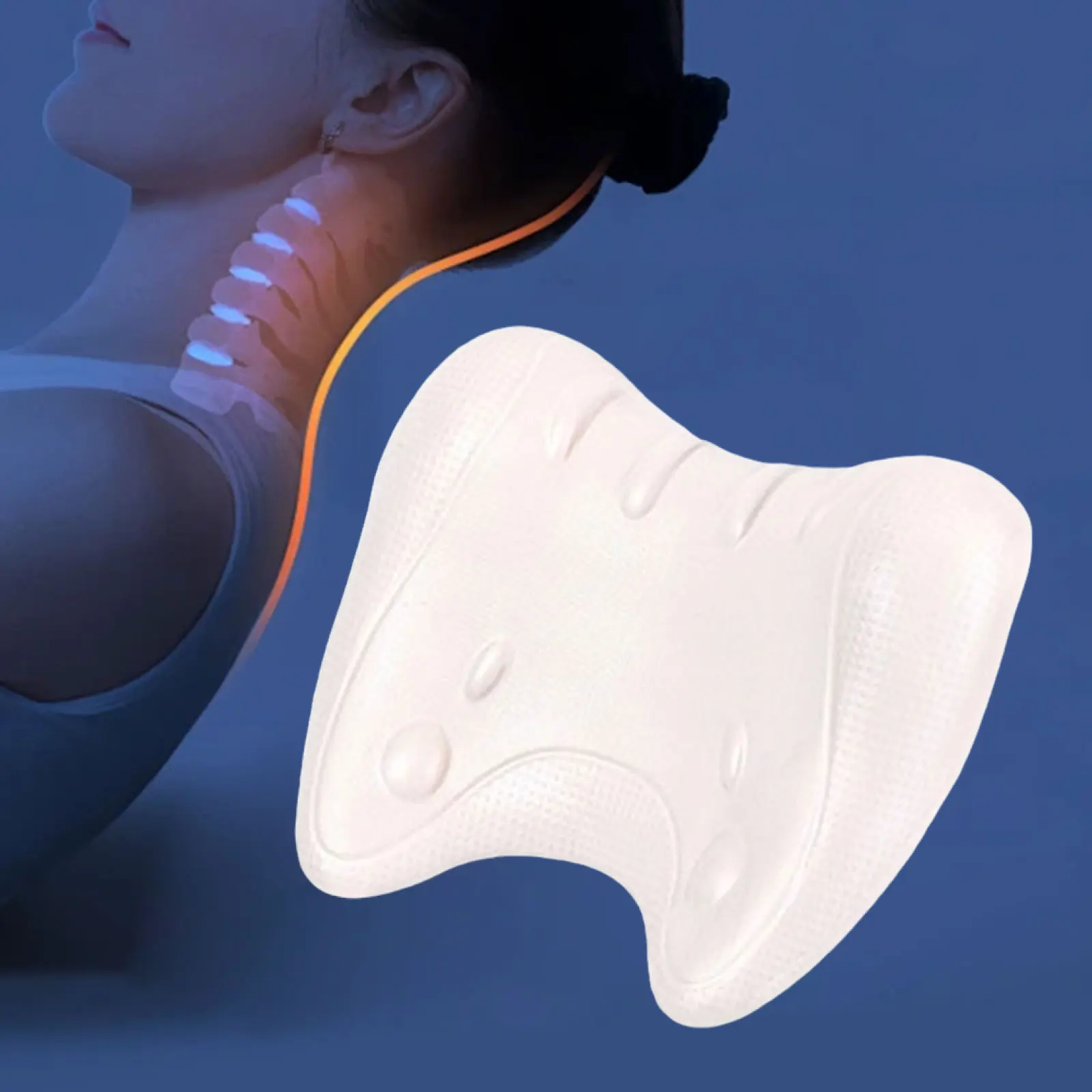 

W-shaped Cervical Neck Massager Gentle Comfortable Massage Alignment Chiropractic Pillow with 4 Message Nodes for Bed Home Spa