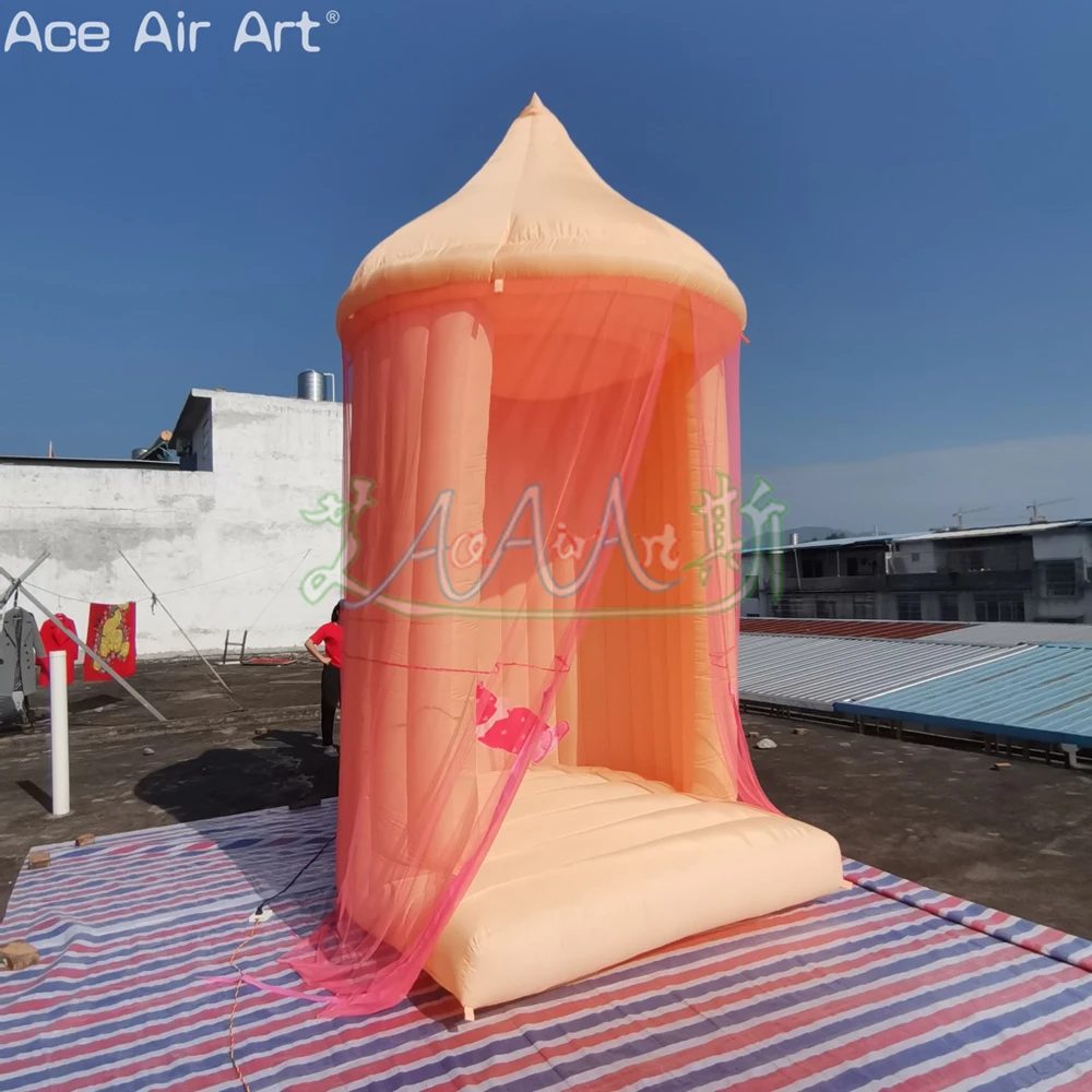 Rideau de Tente Gonflable de Princesse Spire, Pavillon d'Air de Mariage, pour la Journée des Enfants ou Spectacle sur Scène, 3.6mH