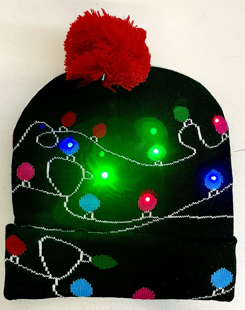 New Style! LED Christmas Hat Beanie Light Up Illuminate Warm Hat 48 Patterns New Year Snowman Sweater Hat Christmas Decorations