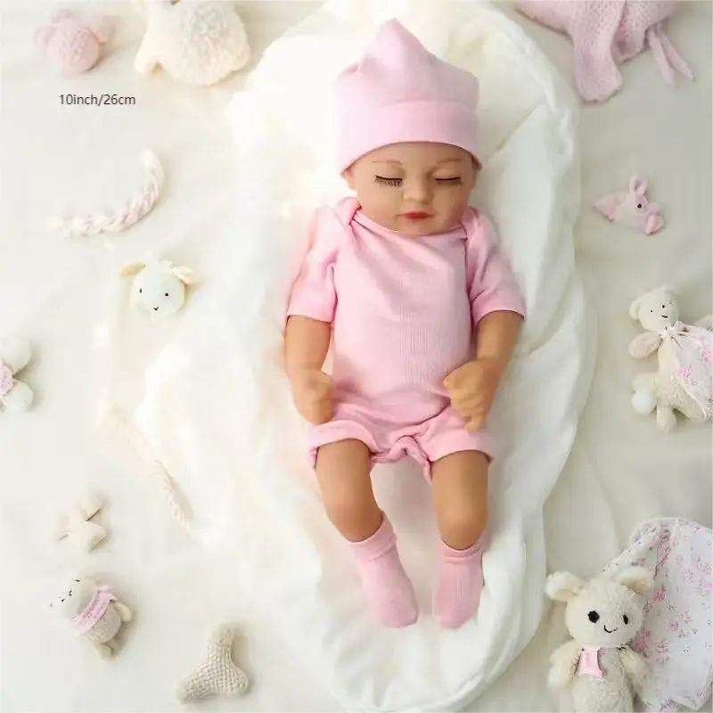 10inch Realistic Reborn Baby Dolls Silicone Full Body Boy , Real Life Baby Dolls Sleeping Soft Body Newborn Baby Dolls