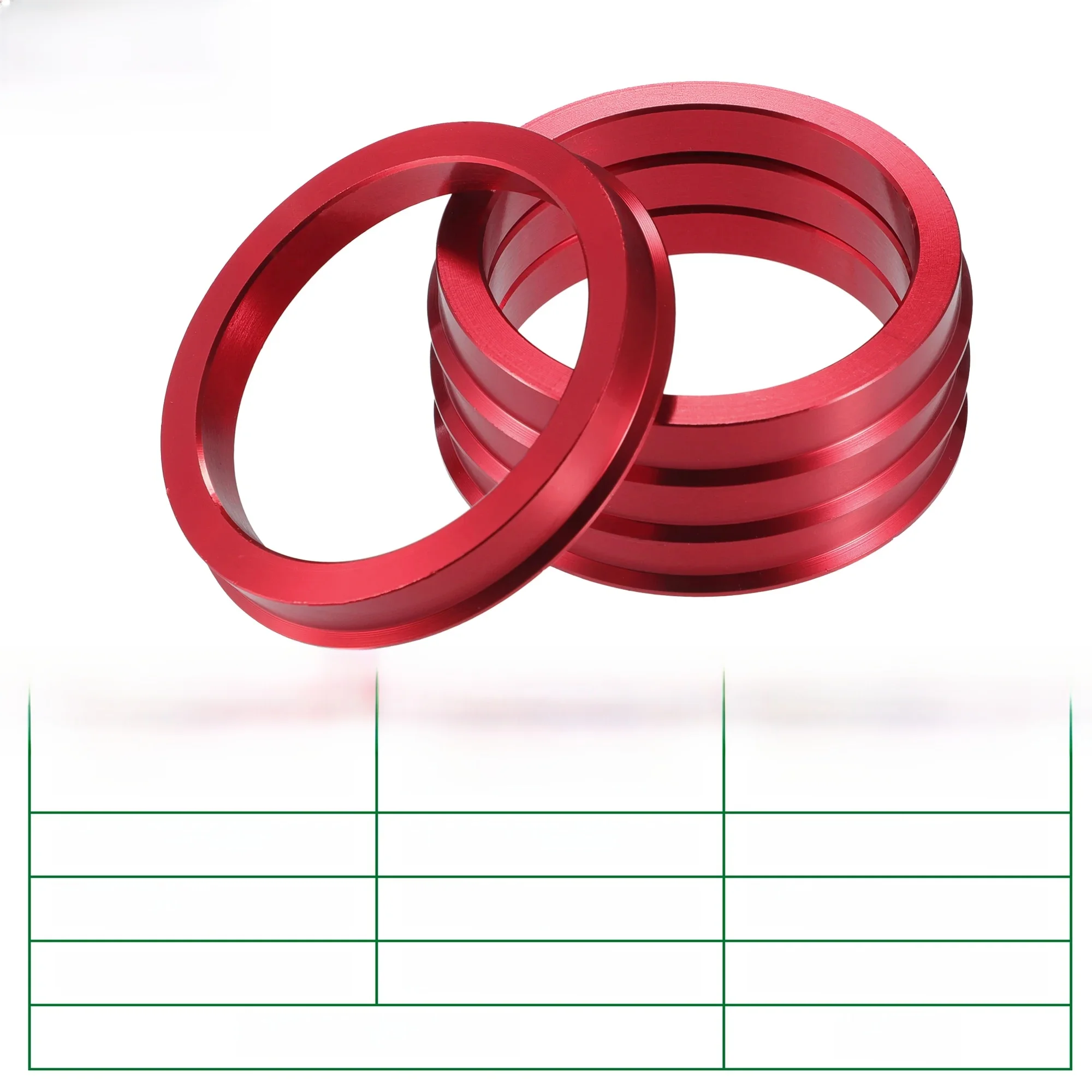 UXCELL 4 pièces OD 72.6mm 73.1mm à ID 57.1mm 60.1mm 67.1mm 65.1mm moyeu de centrage de pneu de voiture anneaux centraux alésage de roue Center rouge