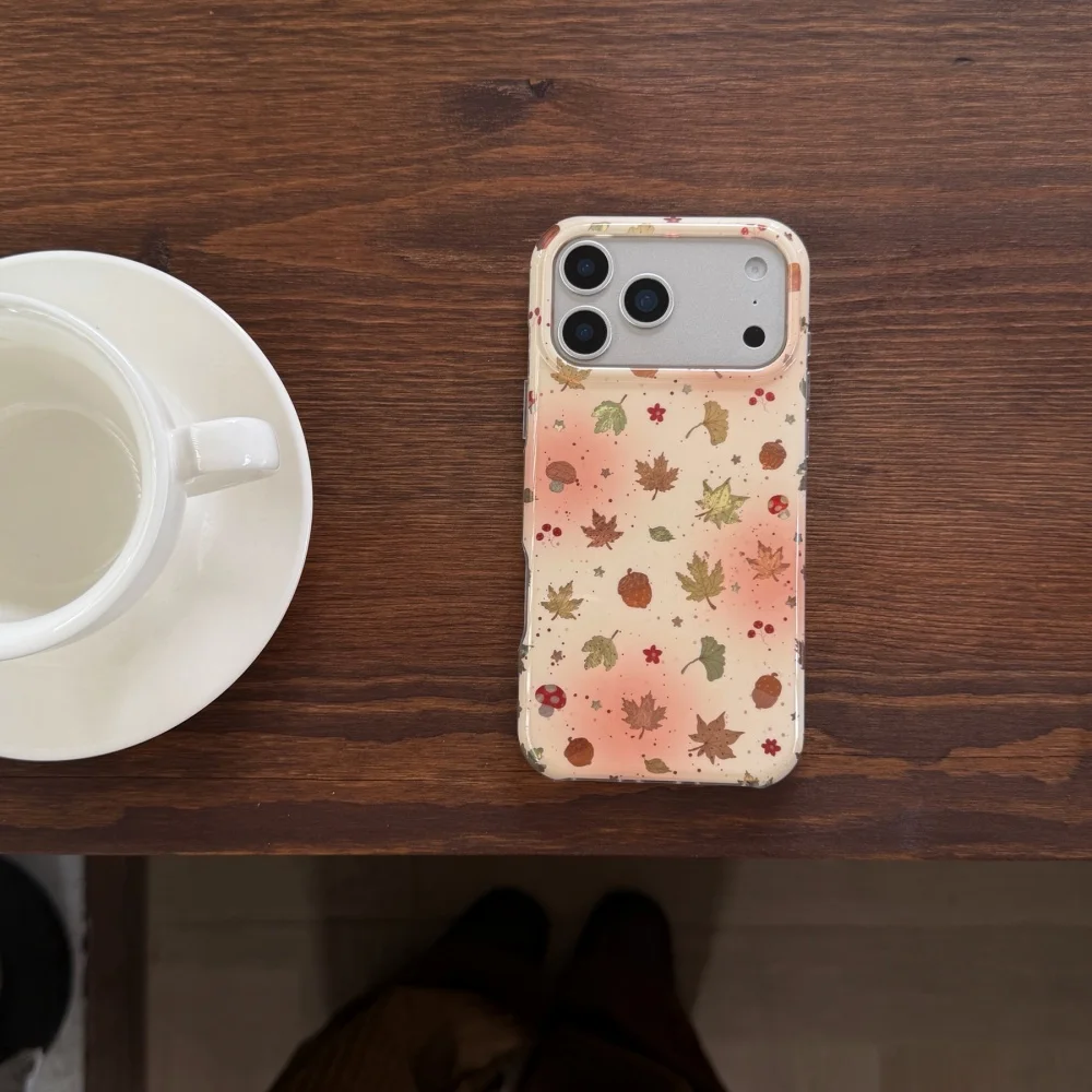 

Fresh smudged orange dead leaf mobile case, suitable for iPhone 14/15/16/17 Pro Max, Fundans17pro new shockproof protective case