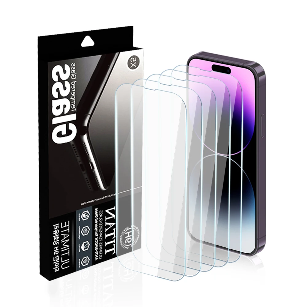 [5 أوراق] 🚀   الشحن في نفس اليوم] 1 + 1 + 1 + 1 + 1 iPhone الزجاج المقسى 17 16 15 14 13 12 Pro Max Plus Mini X 11 XS 9H واقي شاشة أمامي للهاتف مقاوم للخدش