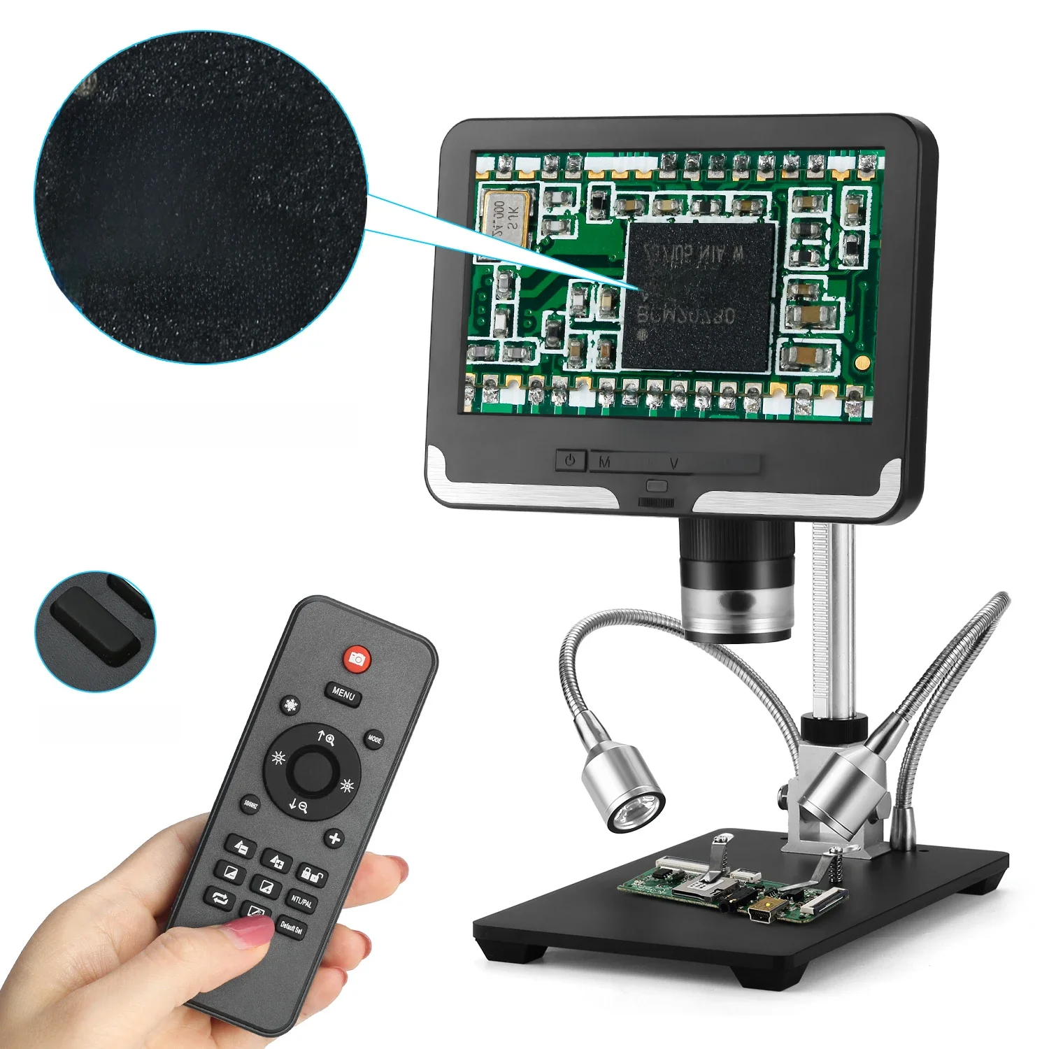 Mikroskop cyfrowy dla dorosłych do lutowania AD206 1080P mikroskop lutowniczy do telefonu do naprawy zegarka SMD/SMT czarno-biały — zdjęcie 2