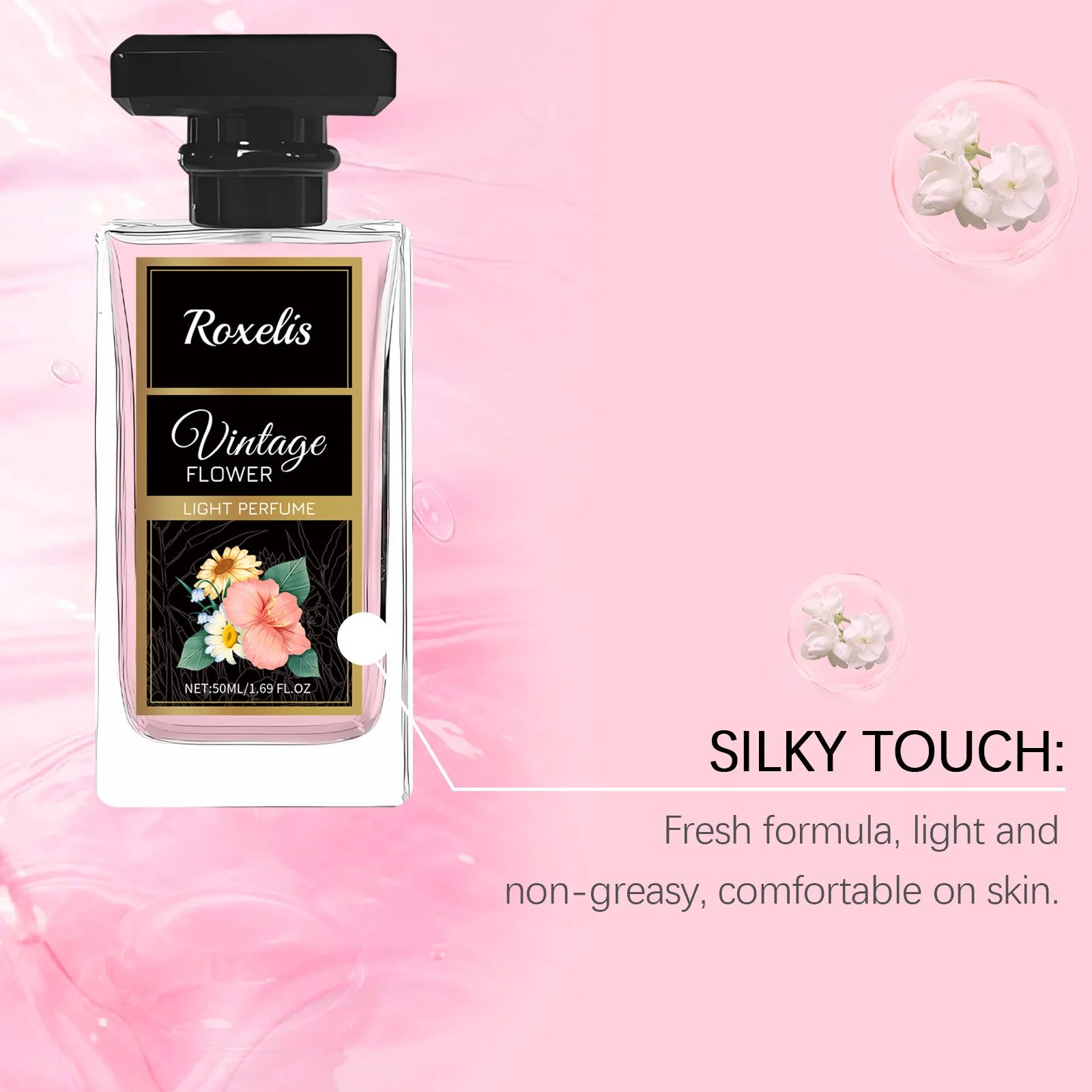 น้ำหอมโรเซลิส 50 มล. กลิ่นดอกไม้หรูหรา หอมติดทนนาน กลิ่นหอมธรรมชาติ สดชื่น ดึงดูดใจ เหมาะสำหรับออกเดท สร้างเสน่ห์โรแมนติก น้ำหอมกลิ่นดอกไม้