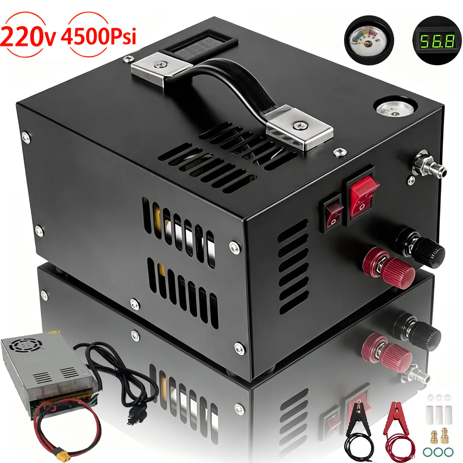 Pcp Portable Compressor 12VDC/220V PCP Air Compressor Portable 4500Psi 30Mbar High Pressure ...