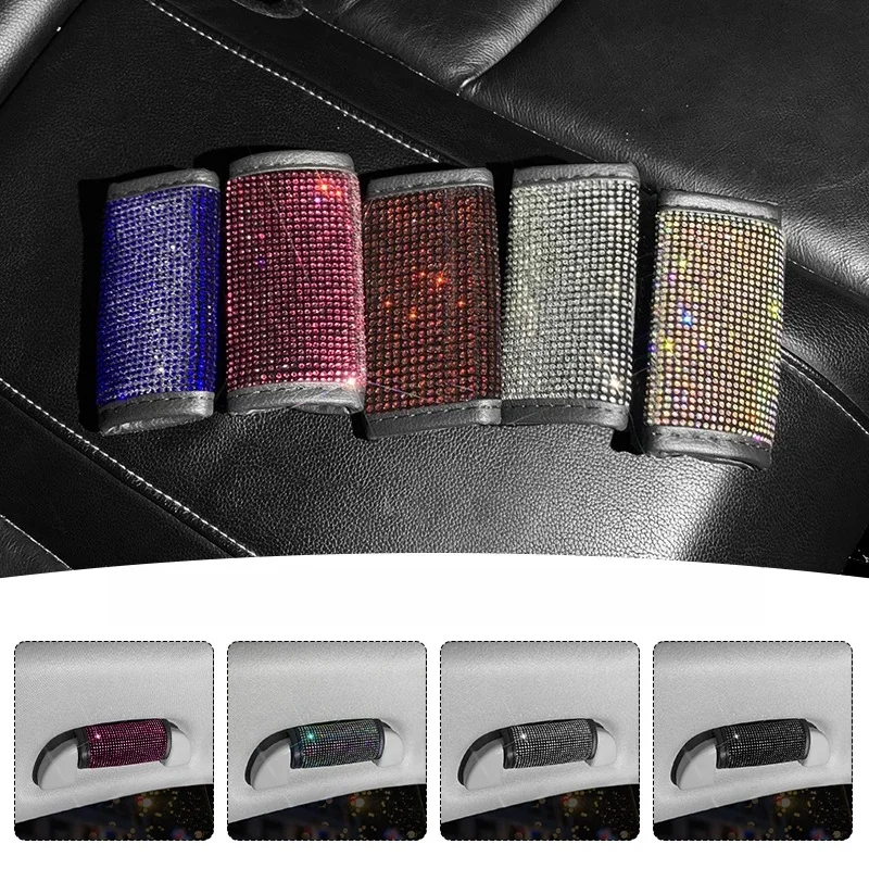 Auto Wewnętrzna klamka drzwi Osłona dachu Pokrywa Bling Rhinestone Akcesoria samochodowe Uniwersalny wewnętrzny podłokietnik Panel Pull Decor — zdjęcie 2