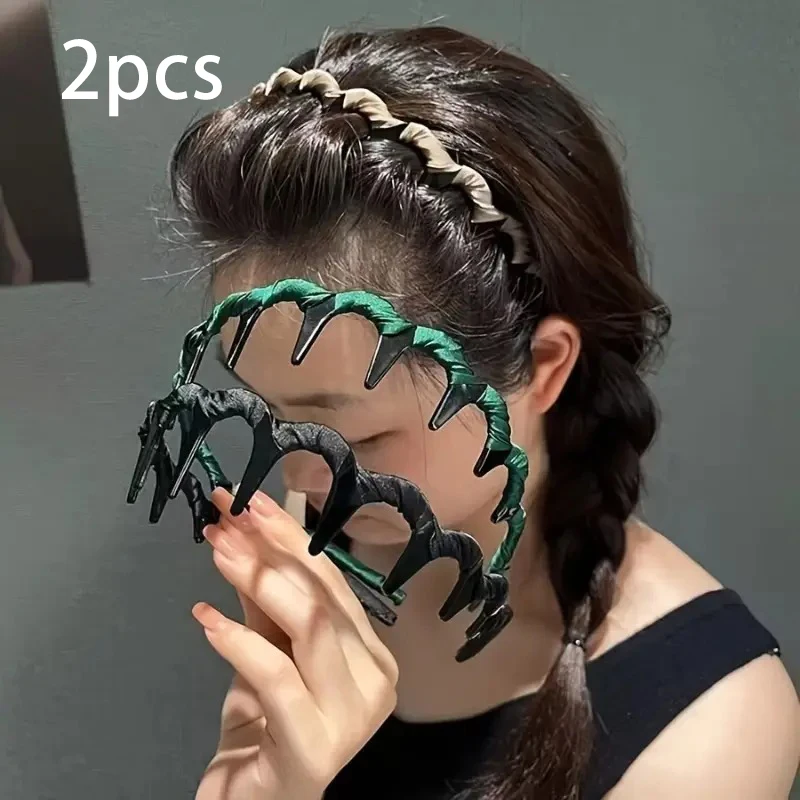 

2-Pack Resin+Fabric Hairband, Enhanced Anti-Slip, No Hair Pinching