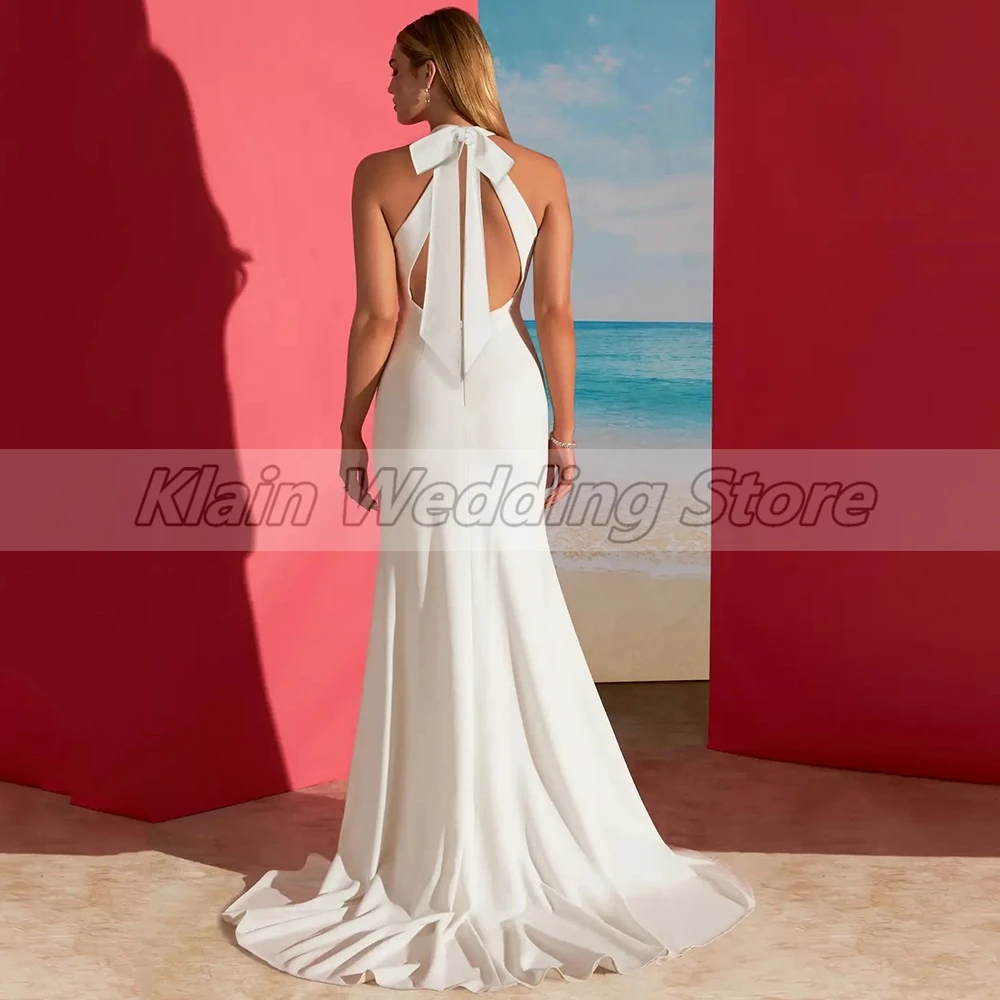 Customized Bohemian Sheath Halter Wedding Dresses For 2023 Brides Sleeveless Jersey Backless Bridal Gowns With Side Split And Co