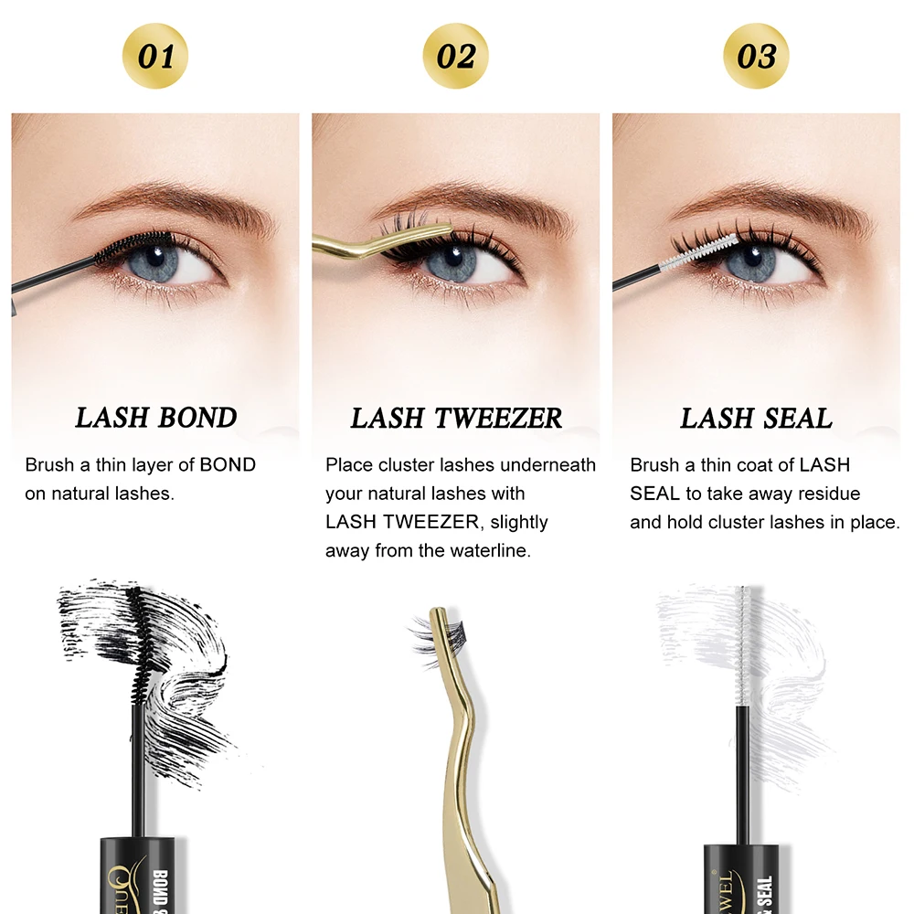 QUEWEL Lash Bond and Seal Lash Cluster Glue for DIY Eyelash Extensions Individual Lash Glue for Cluster Eyelash Long Lasting