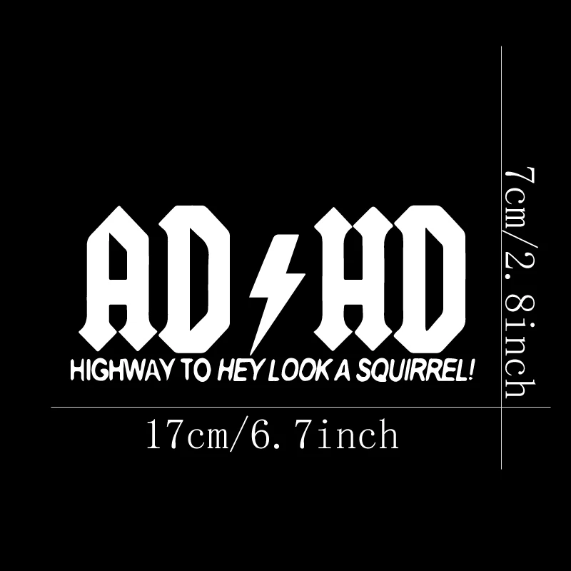 Adhd Snelweg Om Hey Een Eekhoorn Autostickers, Vinyl Emblemen Te Zien-Voor Auto 'S, Vrachtwagens, Muren, Laptops, Ramen, Motorfietsen