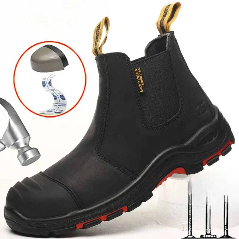 Oryginalne skórzane buty męskie obuwie robocze bhp Anti-smash Anti-puncture Anti Scalding buty spawalnicze ochronne Chelsea Boots męskie — zdjęcie 2