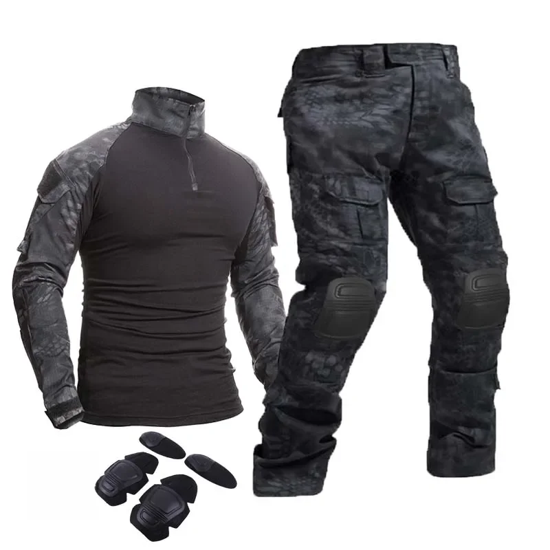 Kombinezon taktyczny mundury sportowe garnitury kamuflaż koszule myśliwskie spodnie Softair Airsoft Paintball zestawy ubrań z 4 podkładkami i Plus 8XL — zdjęcie 2