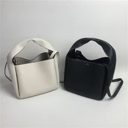 tot1eme Bucket mia women's grained cowhide square large capacity shoulder crossbody handbag bucket bag