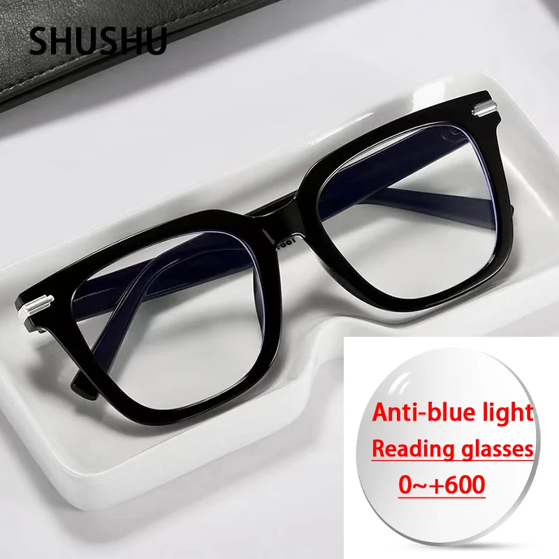 

FC6 Trending Blue Light Blocking Men's Retro Reading Glasses Anti Radiation Presbyopia Women Square Transparent Fashion Eyewear