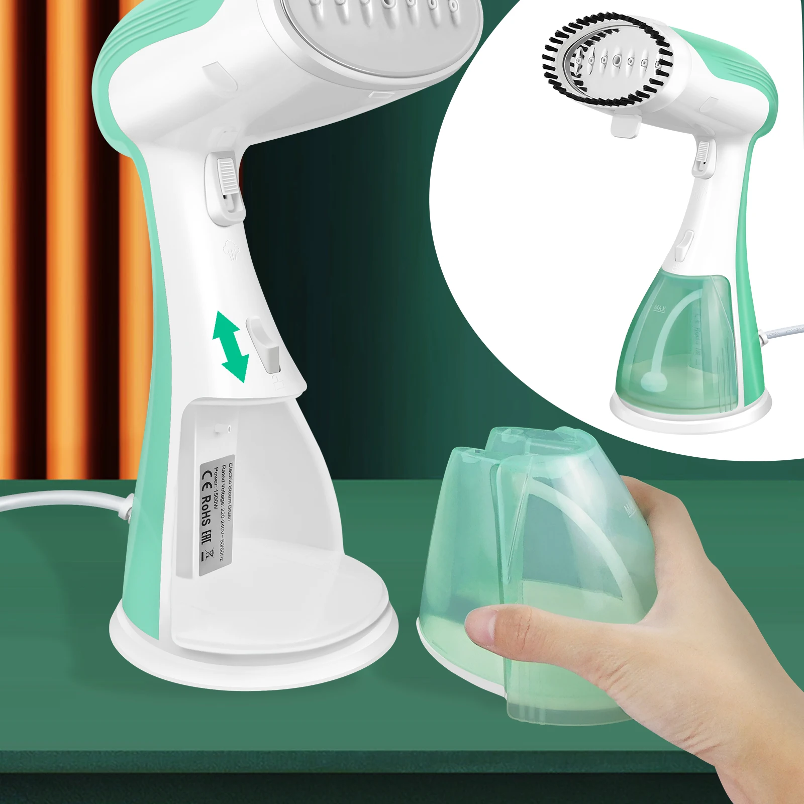 Ferro da Stiro a Vapore da 1500W con Riscaldamento Rapido in 30 Secondi, Vapore Continuo, Serbatoio da 300ml, Piastra in Metallo, per Stiratura Vertic