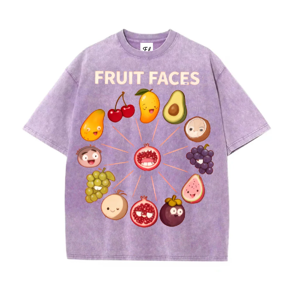 

Футболка из 100% хлопка с милым мультяшным фруктовым лицом и графическим рисунком, винтажная хлопковая футболка большого размера для мужчин и женщин, повседневная повседневная одежда, модная