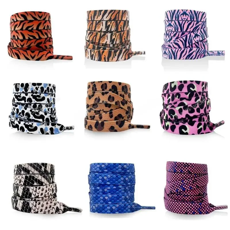 1 paar Dier Patroon Schoenveters Platte AF1/AJ Sneakers veters Tijger/Slang/Luipaard Print Schoenveter 120/140/160 CM Schoenen Strings - afbeelding 2