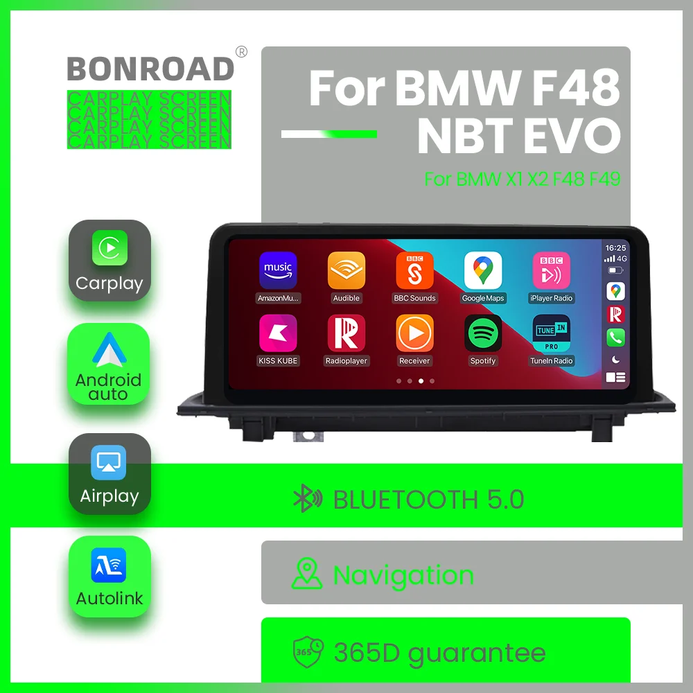 BONROAD Wireless CarPlay Android Auto Car Radio Touch Screen For BMW X1 F48 X2 F49 NBT EVO system With Mirrorlink Navigation