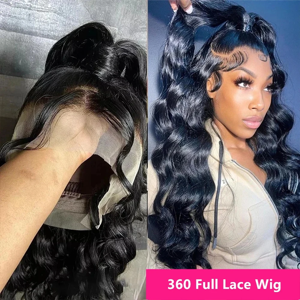 360 Full Lace Wig Human Hair Pre Plucked 250 Density Human Hair Wigs Body Wave 13x6 HD Lace Frontal Wig Glueless Wig  human hair