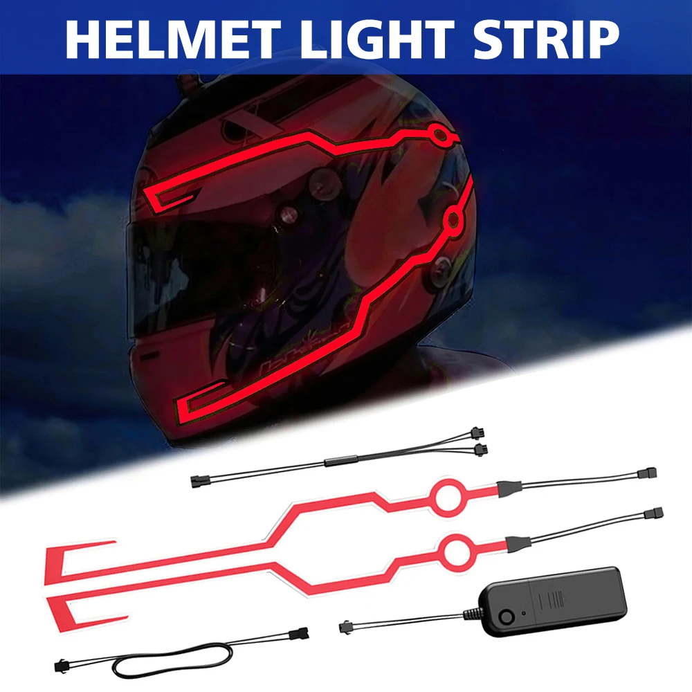 New Waterproof Warning Luminous Helmet Modified Motorcycle Bike Helmets Night Lights Network Red Led Strip Riding Accessories