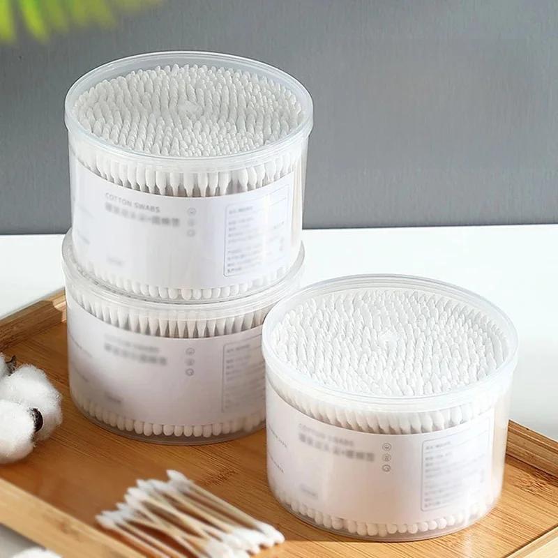 Boîte de coton-tige jetable avec tête ronde à Double extrémité, 500 pièces, pour le maquillage et le démaquillage, nettoyage quotidien, soins pour animaux de compagnie, multi-usages