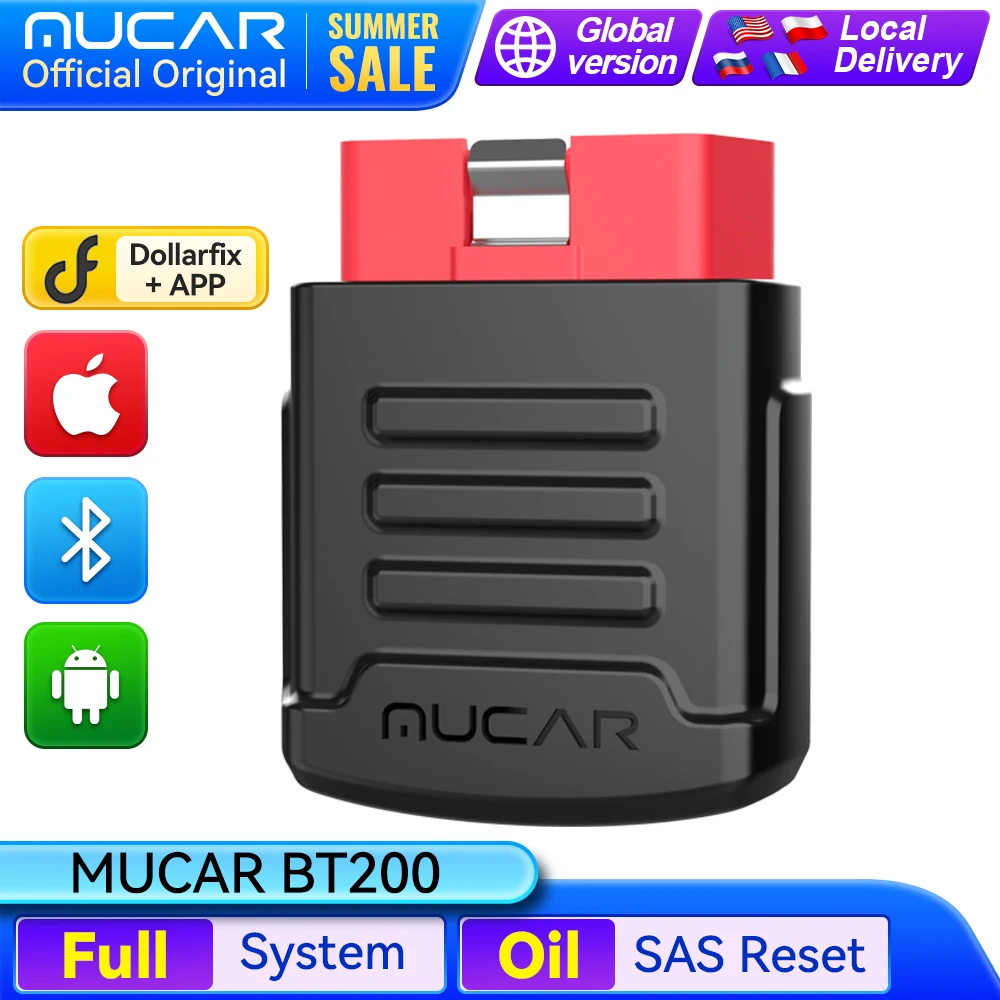 MUCAR BT200 / BT200 Pro Skaner OBD2 Automatyczna diagnostyka całego systemu Dożywotni bezpłatny olej SAS Reset Bezpłatne 1-letnie narzędzia do diagnostyki samochodów