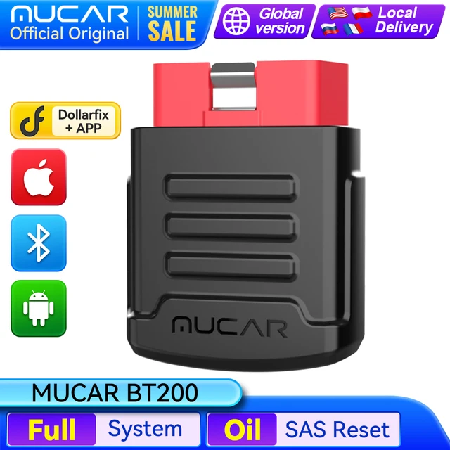 MUCAR BT200 / BT200 Pro Skaner OBD2 Automatyczna diagnostyka całego systemu Dożywotni bezpłatny olej SAS Reset Bezpłatne 1-letnie narzędzia do diagnostyki samochodów