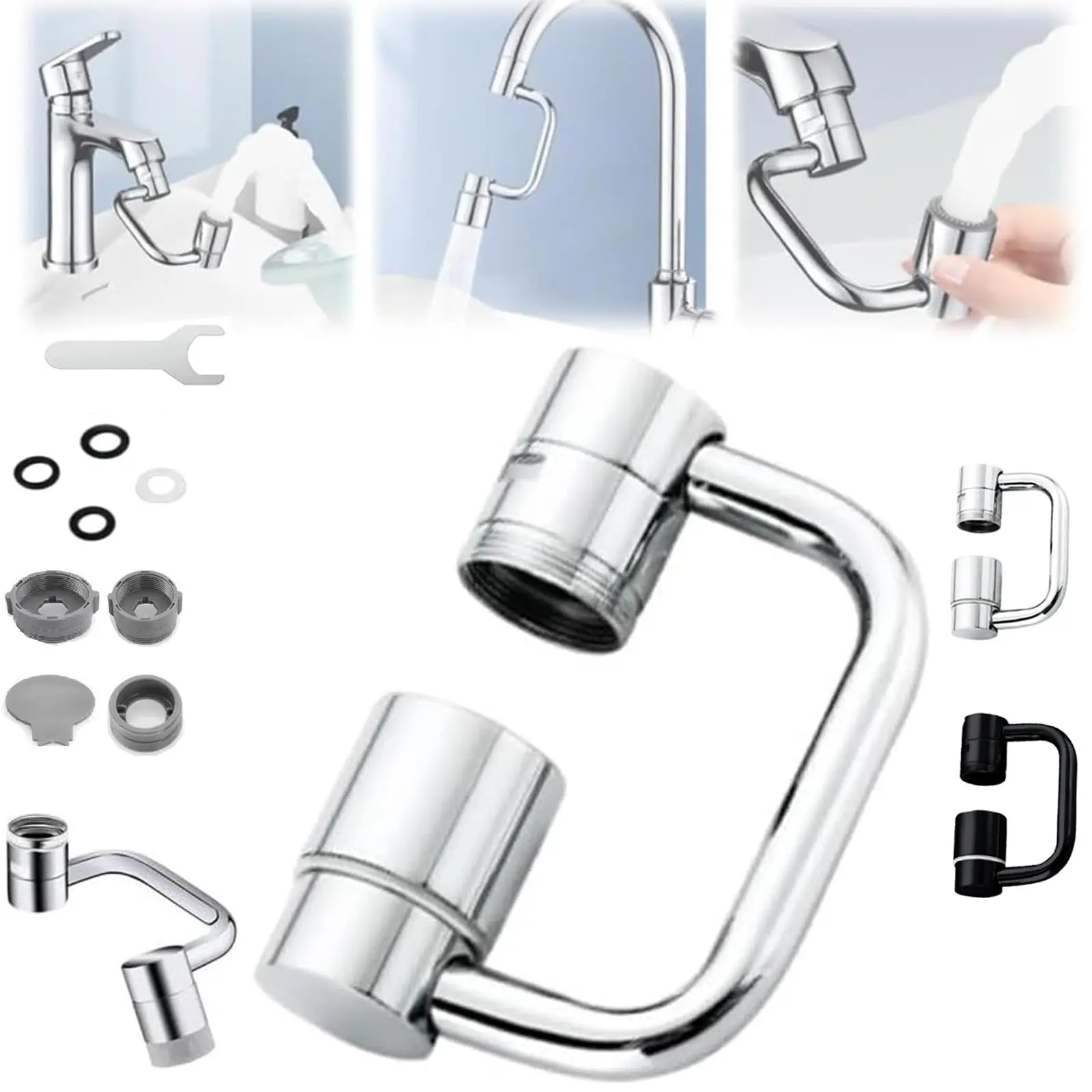 

2-Mode Splash Faucet Extension – Rotatable Swivel Nozzle for Kitchen & Bathroom