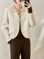 2024 New Suit Coat Women's Classic Retro Style Short Spring Autumn Blazers V-Neck