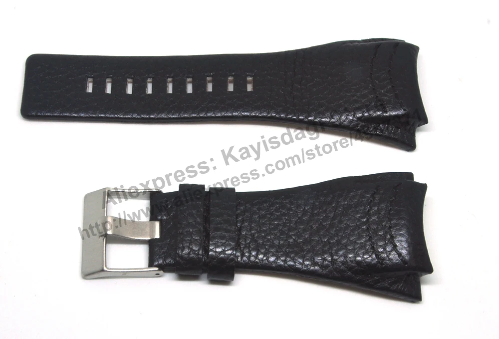 Compatible with Diesel DZ1368 , DZ1369 - 28mm Black Genuine Leather Watch Strap Band image 4