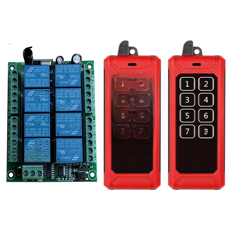 433MHZ DC 12V 24V 8CH RF télécommande sans fil commutateur système de télécommande récepteur émetteur industriel 8CH relais