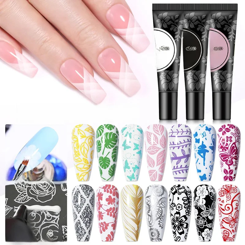 BORN PRETTY 1 bouteille 8ml vernis Gel d'estampage noir blanc or argent vernis d'impression Gel d'estampage vernis Gel à tremper