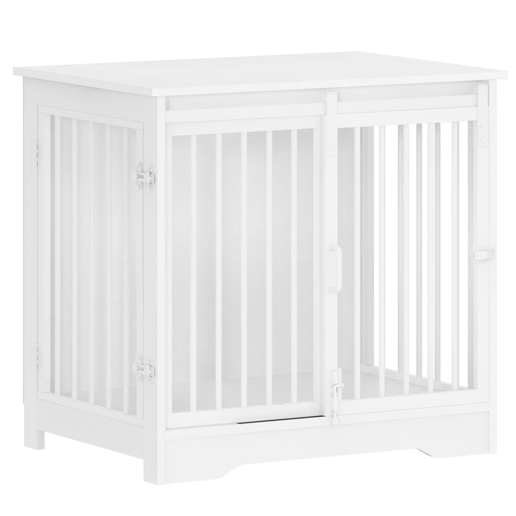 1 witte hondenkooismeubilair, 2 deuren, moderne hondenkooi binnen voor kleine/middelgrote/grote honden, bijzettafel, hondenbox voor thuis