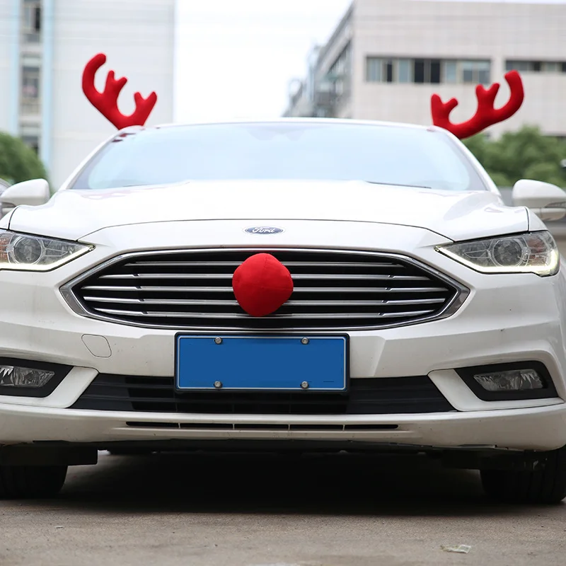 Christmas Sika Deer Antlers Nose Horn Car Vehicle Decoration Large Reindeer Costume Set Christmas Tree Candy cane Party Gifts