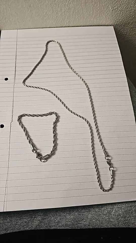 Cheap wholesale 316L stainless steel twist chain necklace & bracelet fashion jewelry set birthday party gifts for men and women photo review