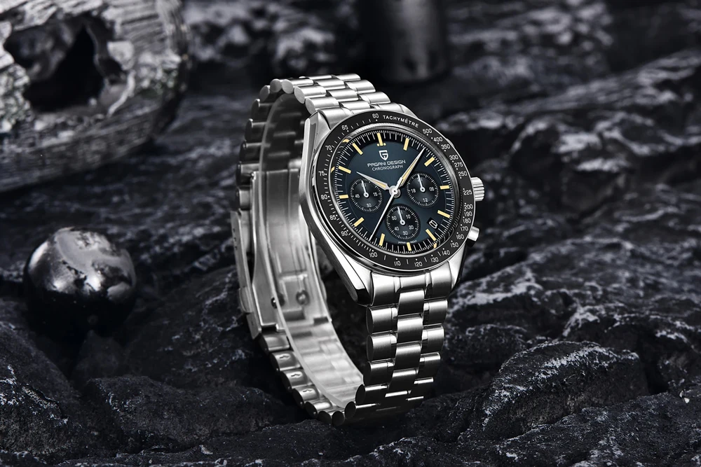 PAGANI DESIGN Neue Herren-Quarzuhr Goldene Monduhr Herren VK63 Speed Sport-Chronograph AR Saphir Leuchtend Lokaler Versand – Detail 8