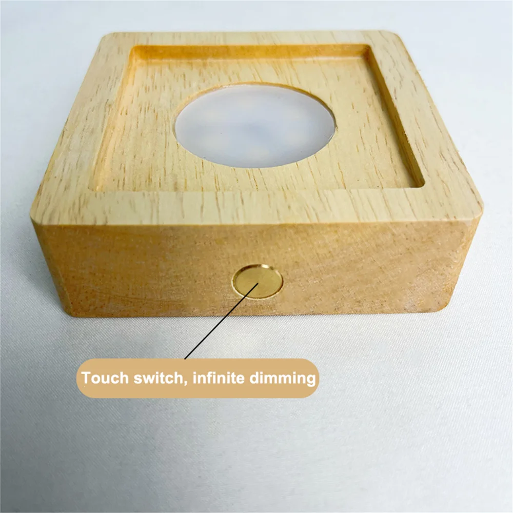 Kristall Nachtlicht, Schlafzimmer Atmosphäre Licht, Kristall Lampe mit Holz ständer, Glas würfel, Home Schlafzimmer Desktop-Dekoration Geschenk