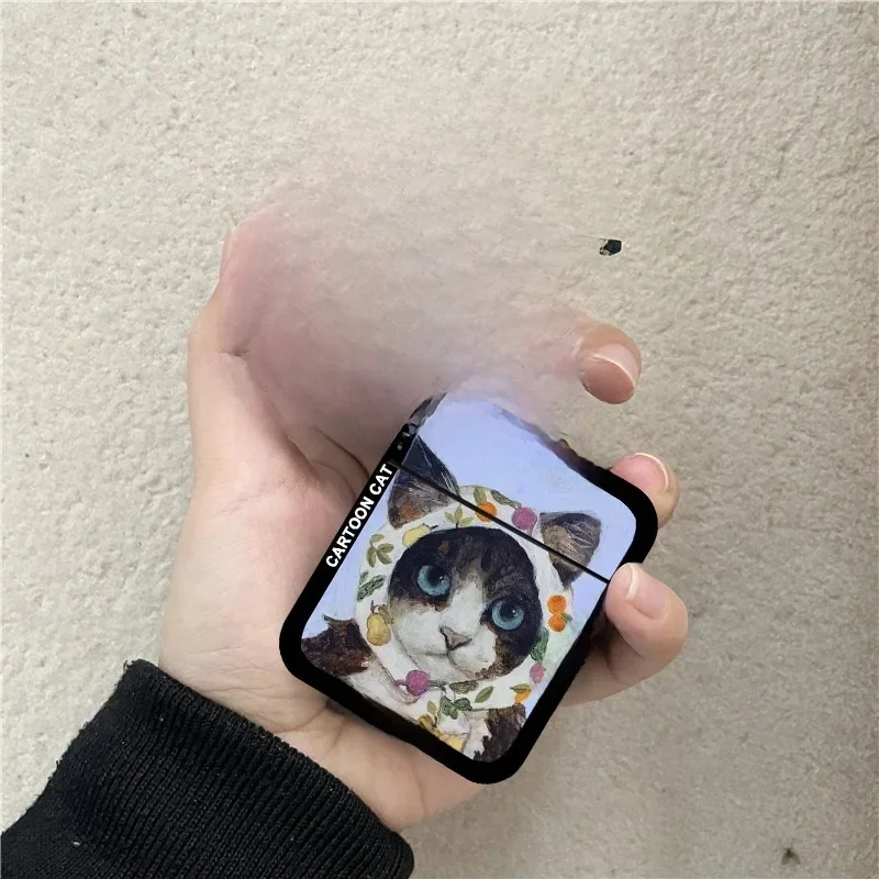 INS-Étui pour écouteurs chat peinture à l'huile de dessin animé coréen, housse de téléphone sans fil pour AirPods 1, 2, 3, 4 Pro, accessoires Air Pods Pro2, sauna